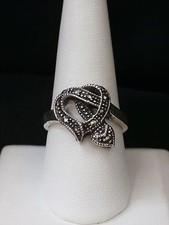 Stunning Vintage Sterling Silver Marcasite Cocktail Ring. Make Offer  2755