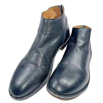 MOMA Mens Size 11.5 (45 EU) Black Leather Heel Zippered Casual Shoes