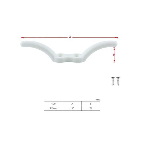2 Pack Nylon White Rope Cleat 4" Marine Grade - Picture 3 of 5
