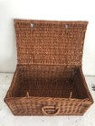wicker picnic basket 20" vintage woven rattan suitcase style lid handmade — photo 8