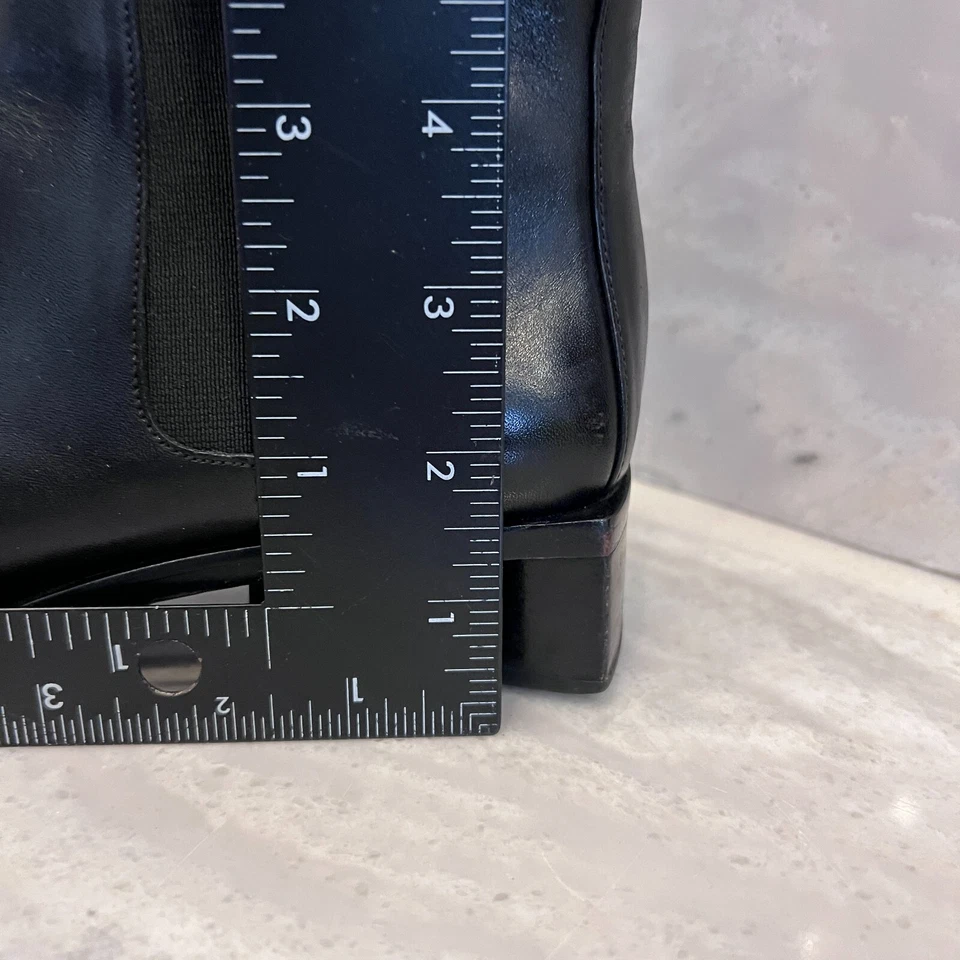 Cole Haan размер 7 черный квадратный носок блок каблук ведьма винтажный 90-х кожаный ботинок читать - Изображение 3 из 4