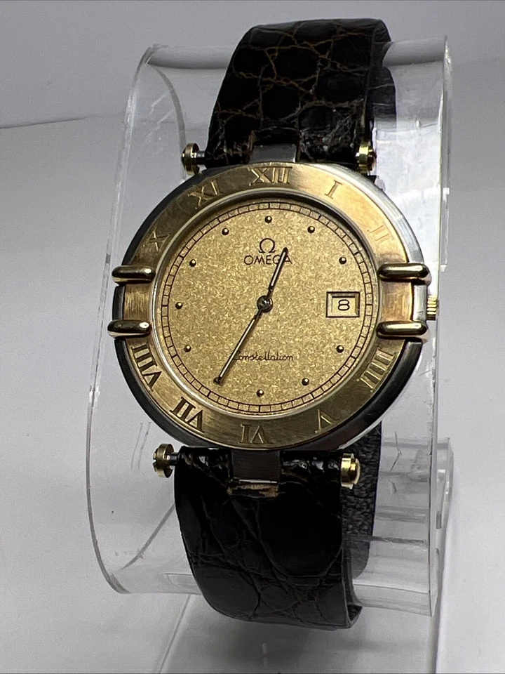 Reloj Omega Constellation 33mm Oro Amarillo y Acero Cuarzo Fecha Hecho en Suiza