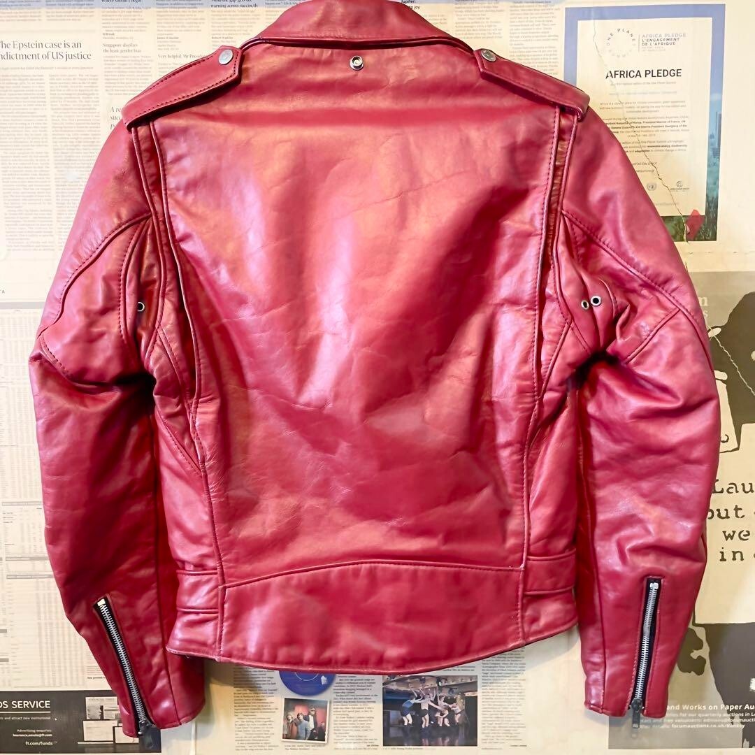 Schott 118 Leather Double Riders Jacket Men Size M Red Made Schott 118 Leather Double Riders Jacket Men Size M Red Made