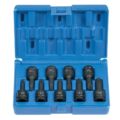 3/8'' Drive 9 Piece Internal Torx Impact Driver Set GRE1200T Brand New!