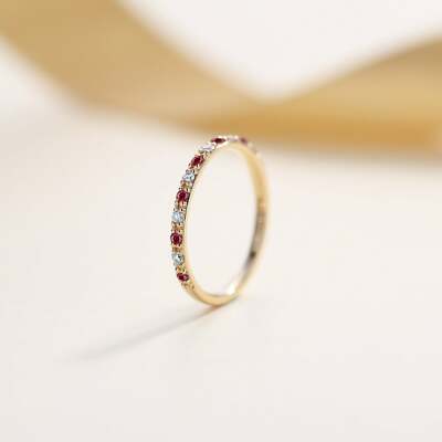 0.6ct Lab-Created Pink Ruby Wedding Band Ring Anniversary Yellow Gold Plated