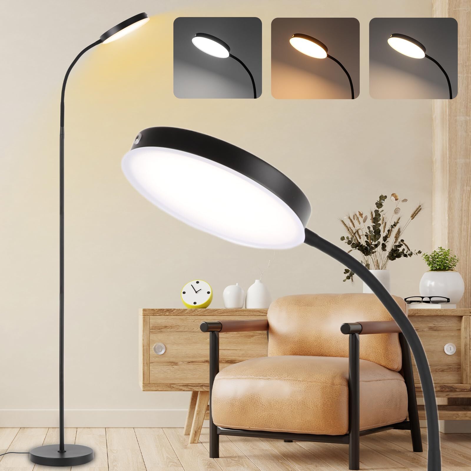 LED Floor Lamp with Stepless Color Temperature Adjust for Living Room-image