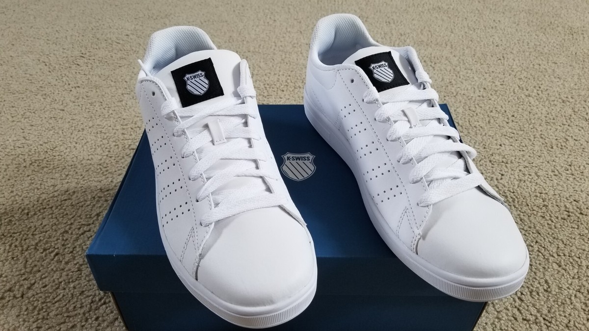 New K-Swiss Classic Court Casper White Black 05586-102 Men's Tennis Shoes  12