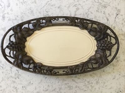 Arthur Court Aluminum Grape Tray 5-Piece Entertainment Set - 20 Inch Serving Tray With Marble Cheeseboard