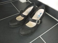 WOLKY Pumps Ballerina mit Spange SCHWARZ  39 Leder Nubuk wie NEU neuwertig!!