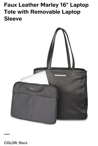 Kenneth Kole Faux Leather Marley Tote Bag Laptop 14” Sleeve Purse Office College - Picture 8 of 10