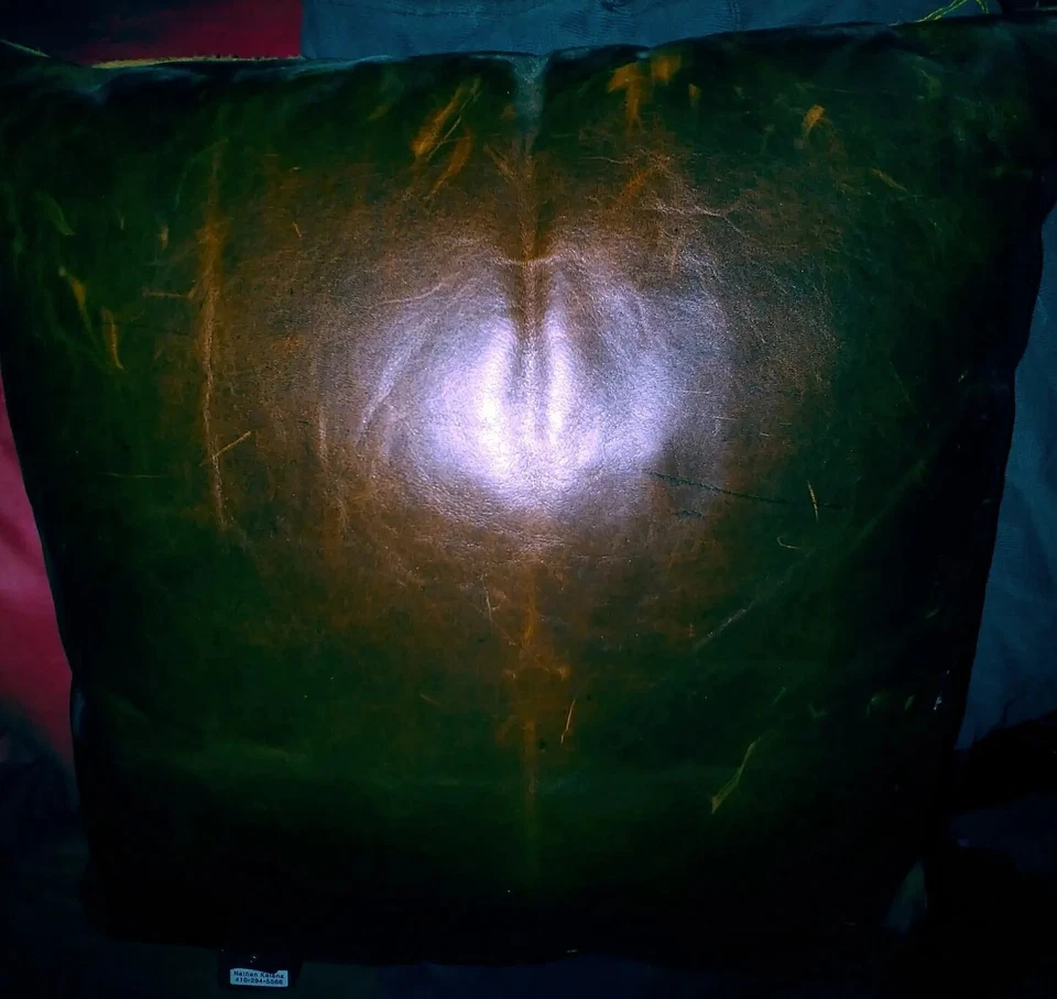 LONE STAR Cuero Marrón Oscuro + Almohada de Gamuza Tostada para Sofá/Silla Rústica Usada  Foto 2 de 2