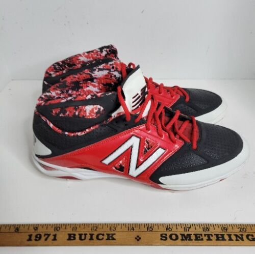 Scarpe New Balance rosse tacchetti da uomo taglia 16 D M4040BR2 pallone da baseball sportivo sportivo - Foto 8 di 16