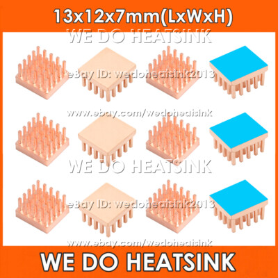 13x12x7mm Copper Heat Sink With or Without Tape For Raspberry Pi CPU LAN RAM IC