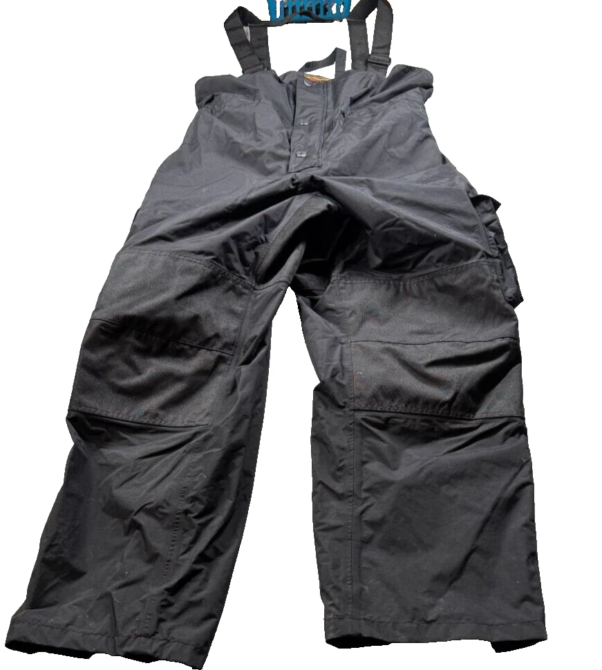 VTG Stearns Dry Wear Mens L Weatherproof Ski Pants Bibs Nylon Black