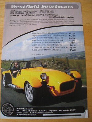 WESTFIELD SPORTSCARS STARTER KITS ULTIMATE DRIVING ADVERT A4 CA. DATEI 28
