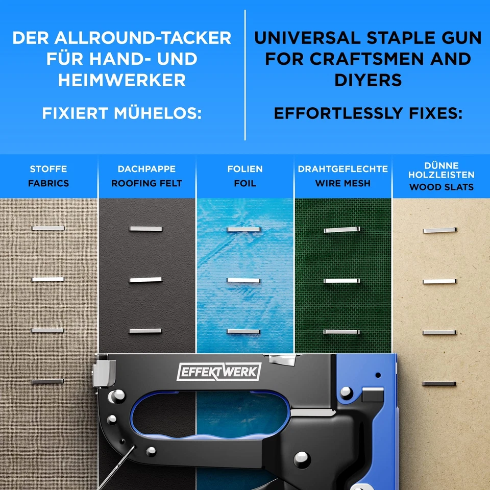 Handtacker Set - TÜV GS geprüft - Tacker für Holz Stoff Möbel Dachpappe - 150... - Bild 2 von 4