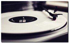 TURNTABLE RECORD PLAYTER WHITE- HUGE CANVAS PRINT- A1 Poster