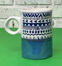 Spectrum Designz Southwestern Style Blue White Coffee Mug 12 oz Art Pottery Mug