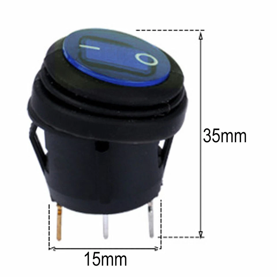 5Pcs/Set 12V 10A Car SPST Auto Marine Boat Round On/Off Waterproof Switch - image 4 of 4