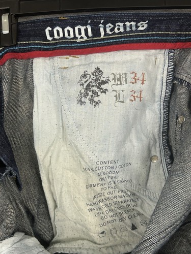 Vintage Coogi Jeans Mens 34x34 Blue Y2K Rare Baggy Street Skater Actual 34x33 - Picture 17 of 22