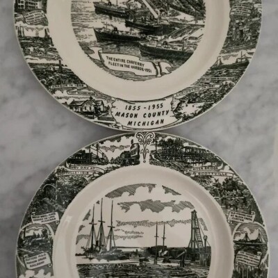 Vintage Kettlesprings Kilns MASON COUNTY LUDINGTON HARBOR, MI - 1855-1955 Plates