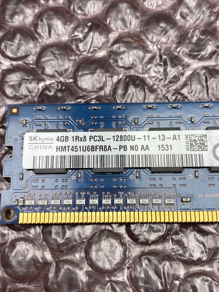 (2) SK Hynix 4GB 1Rx8 PC3L 12800U-11-13-A1 Desktop RAM HMT451U6BFR8A-PB NO AA - Image 4 of 4