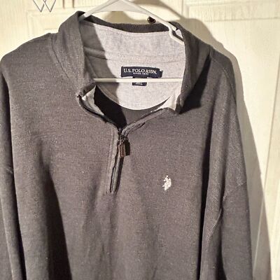US Polo Big & Tall Men's Black 4XL High Neck Long Sleeve 1/4  Zipper Sweatshirt