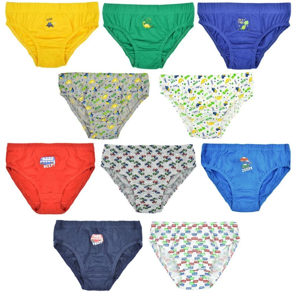 A2Z 4 KIDS Jungen Unterwäsche Baumwollmix 5er Pack Dinosaurier Fahrzeuge Slips Slips