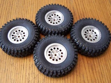(4) Axial SCX10 III Chevy K-10 PRO-LINE Hyrax Tires Aluminum Bead-Loc 1.9 Wheels