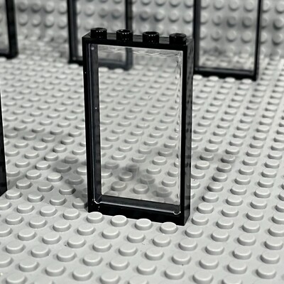 Lego Door Frames Black 1x4x6 (60596) + Clear Glass (57895) Lot of