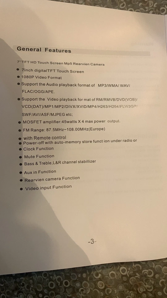 Car Stereo 2 Din Car Radio 7-Inch HD Touch Screen MP5 Player USB AUX Bluetooth - Image 4 of 4