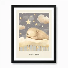 Sleeping Polar Bear 4 Nursery Poste Framed Wall Art Poster Canvas Print Picture
