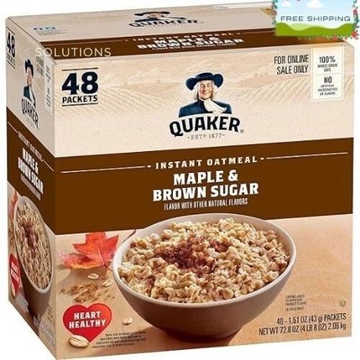 Quaker Instant Oatmeal, Maple & Brown Sugar, 1.51 Ounce (Pack of 48)