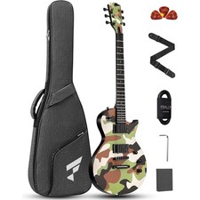 Full Size Solid Body Electric Guitar Kit for Beginners with Humbucker Pickups,