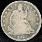 1875 US Seated Liberty Half Dollar Silver Coin 50C