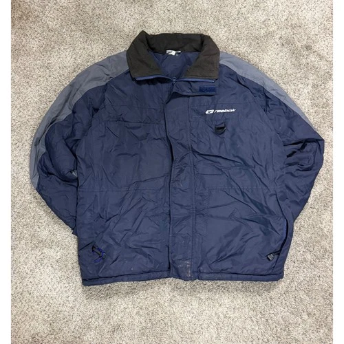 Vintage Reebok Windbreaker Jacket Mens Medium Navy Grey Colorblock Full Zip - product listing photo