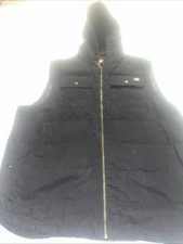 Wrangler Black Denim Zip Insulated Lined Hooded Vest Men s 3XL Outdoor Work Wear
