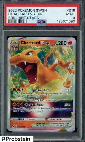 2022 Pokemon SWSH Brilliant Stars #018 Charizard VSTAR PSA 9 MINT