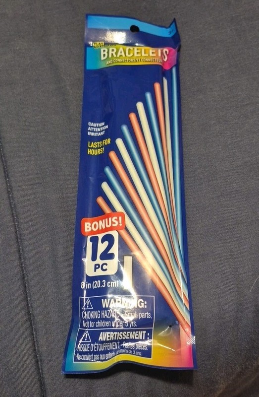 Play Glow Bracelets & Connectors 12pc Red White Blue 8” Patriotic Light USA 