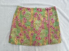 VTG 90s Lilly Pulitzer Mini Skort Lime Green Pink Flowers Tiki Summer Bow S 10