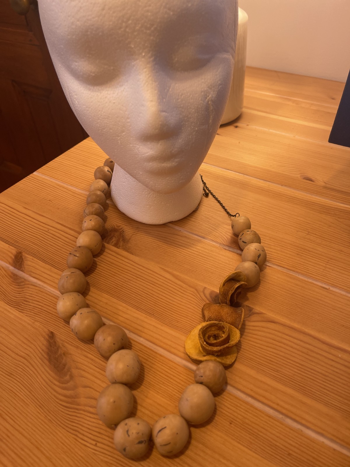 Extra Large Bead Necklace Statement Boho Beaded N… - image 1