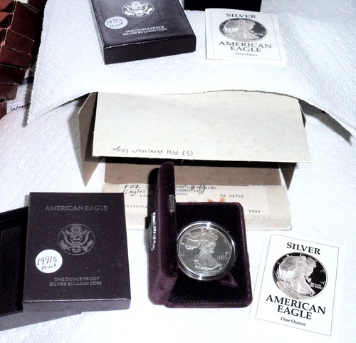 One 1991 S Proof - 1 Oz. Silver Eagle From an Original US Mint Box - 4 Available