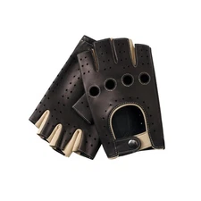 Men's Leather Fingerless Gloves Unlined Lambskin Driving Gloves