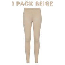 Leggings Cotton Plain Full Length Black UK Size 6 - 30 Womens Ladies Girls