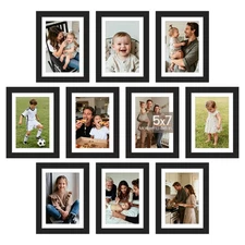 10 Pack 5x7 Picture Frames Display 4x6 with Mat or Full Size