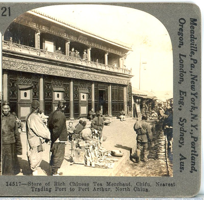 CHINA, Store Of Rich Tea Merchant, Chifu-Keystone Stereoview K131