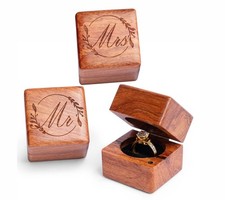 Handicraftviet Wooden Mr Mrs Ring Box 2 Pcs for Wedding Ceremony