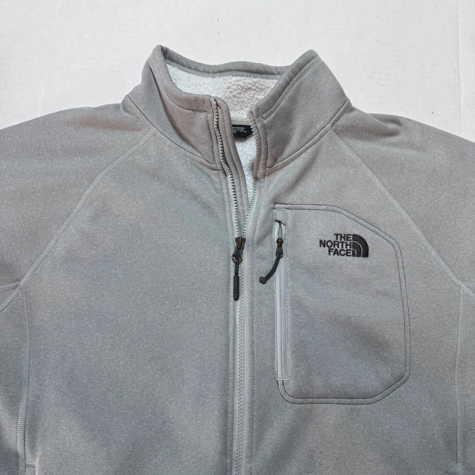 The North Face Mens XL Gray Sherpa Lined Full Zip Fleece Jacket