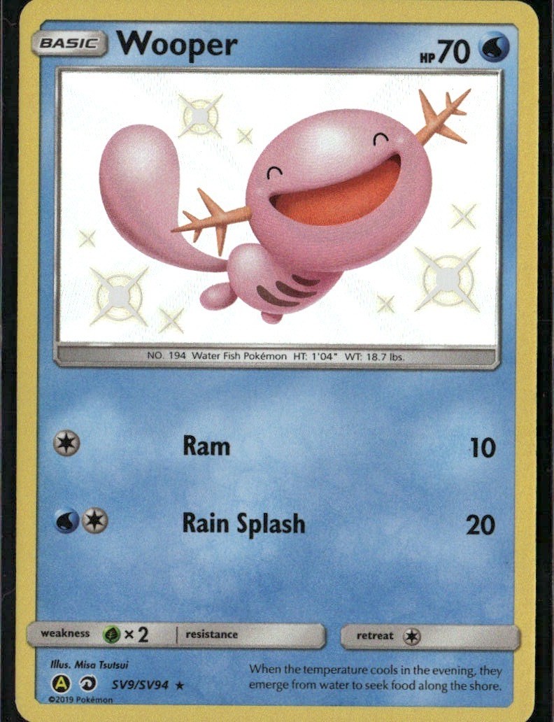 Wooper Shiny Holo Rare Hidden Fates Shiny Vault SV9/SV94 Water Pokemon Card