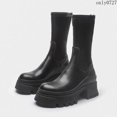 Womens British Riding Ankle Boots Block Heels Chelseal Zipper Platform Shoes Hot